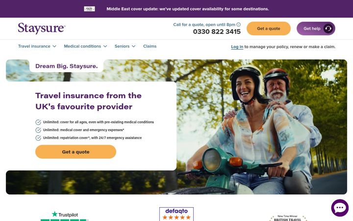 Screenshot of staysure.co.uk