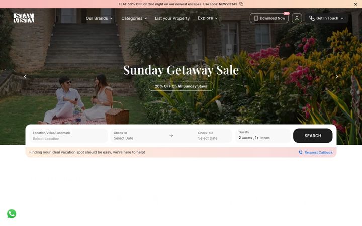 Screenshot of stayvista.com