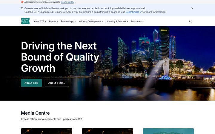 Screenshot of stb.gov.sg