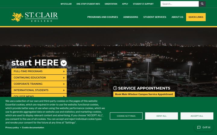 Screenshot of stclaircollege.ca