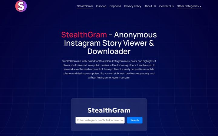 Képernyőkép: stealthgram.net
