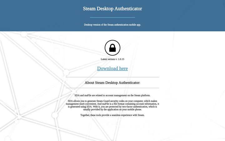 Screenshot of steamdesktopauthenticator.net