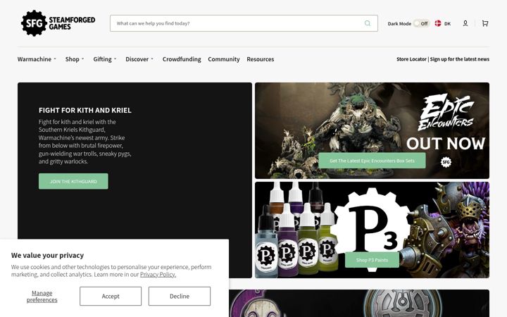 Screenshot of steamforged.com