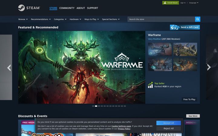 Screenshot stránky steamgames.com