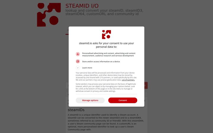 Screenshot of steamid.io