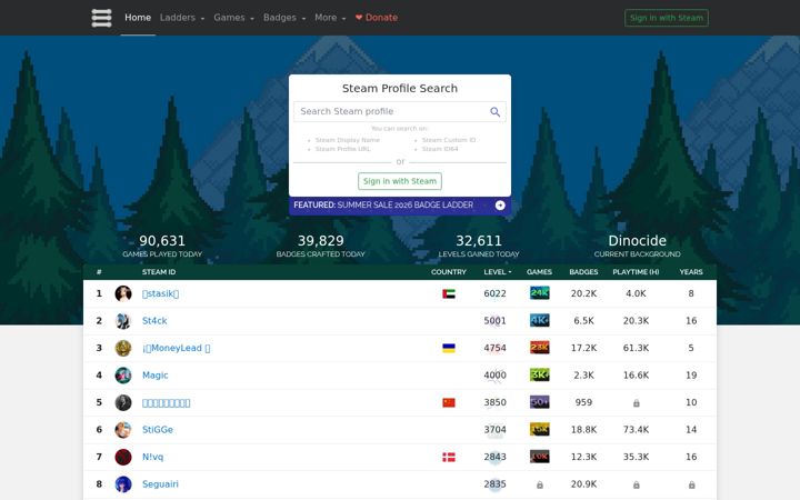 Screenshot of steamladder.com