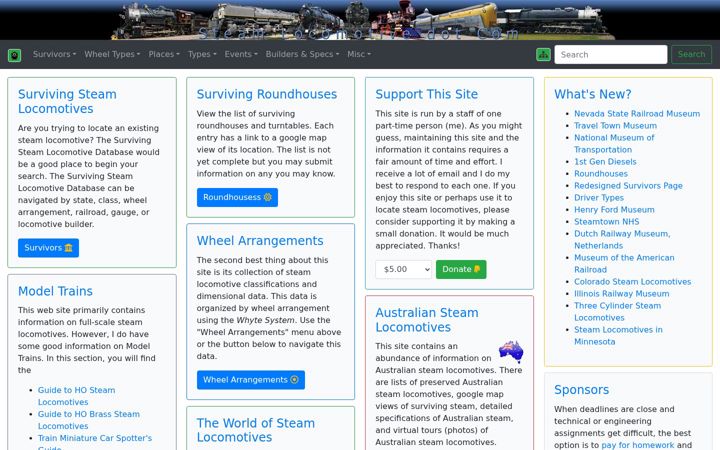 Screenshot of steamlocomotive.com