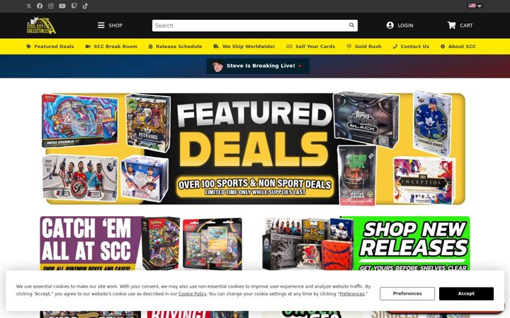 Captura de pantalla de steelcitycollectibles.com