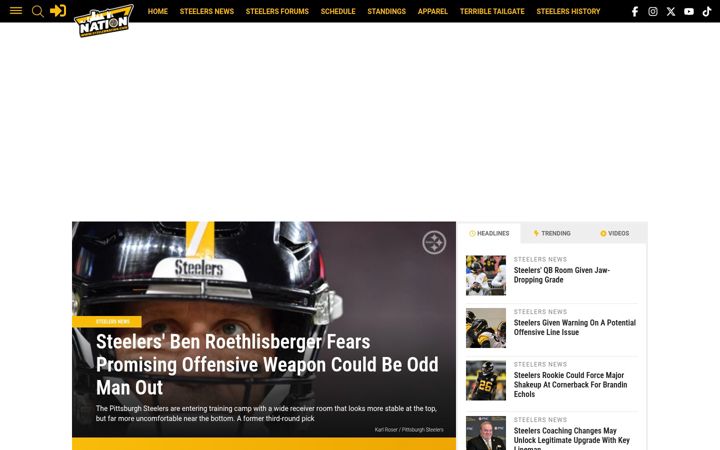 Screenshot of steelernation.com