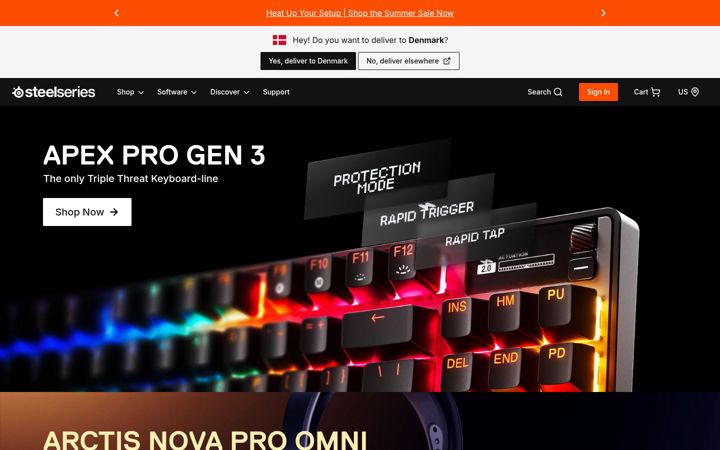 Snímek obrazovky steelseries.com