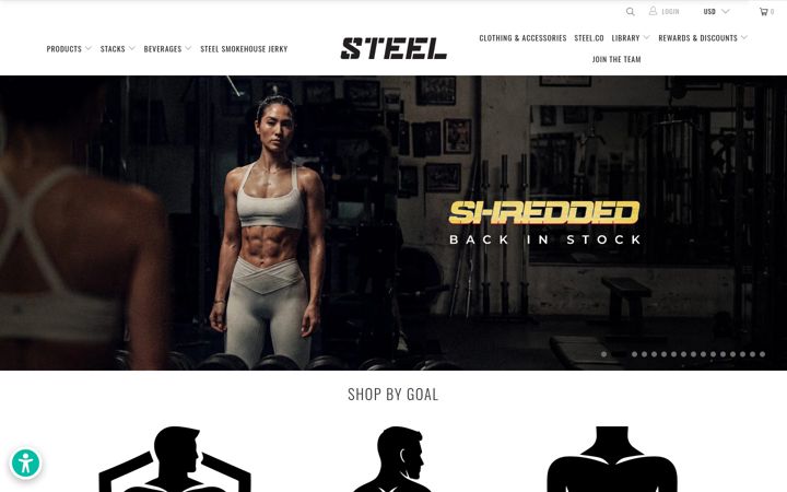 Screenshot of steelsupplements.com