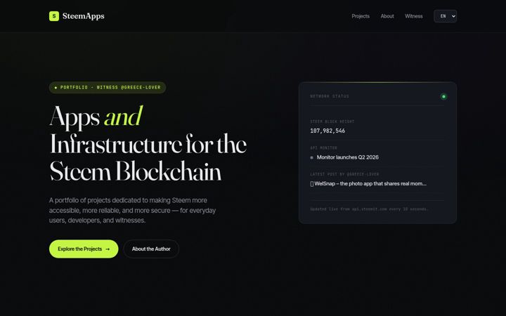 Screenshot of steemapps.com