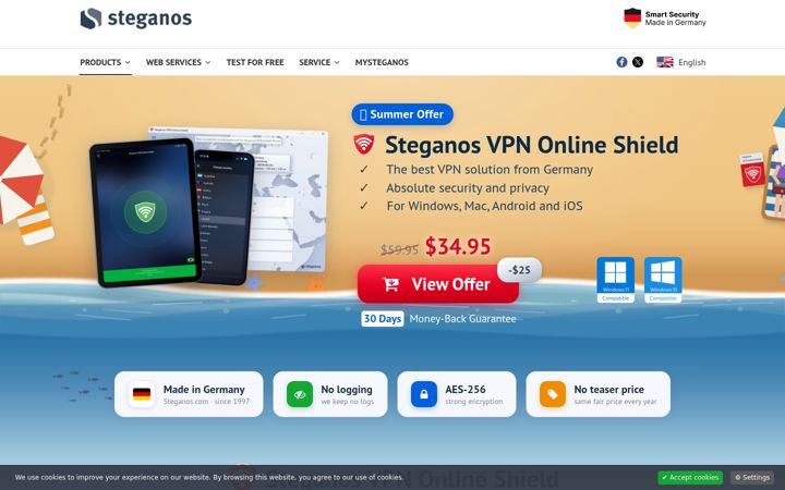 Screenshot of steganos.com
