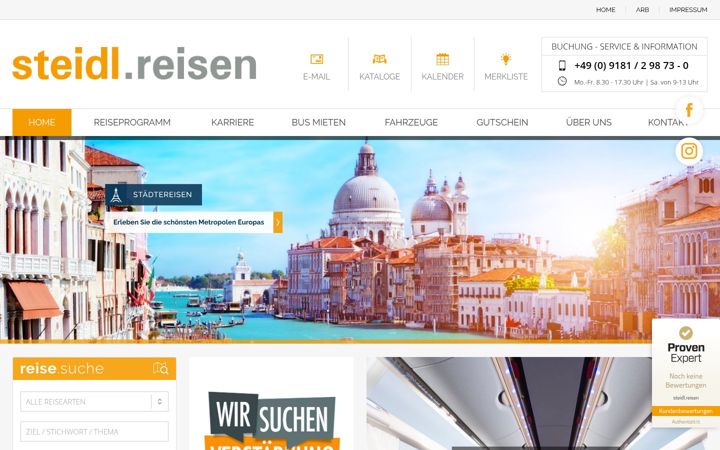 Zrzut ekranu steidl-reisen.de