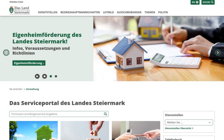 Captura de ecrã de steiermark.at