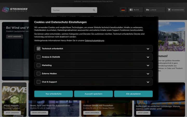 Screenshot of steinigke.de