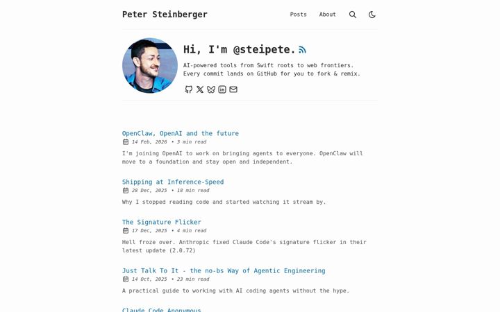 Screenshot von steipete.me