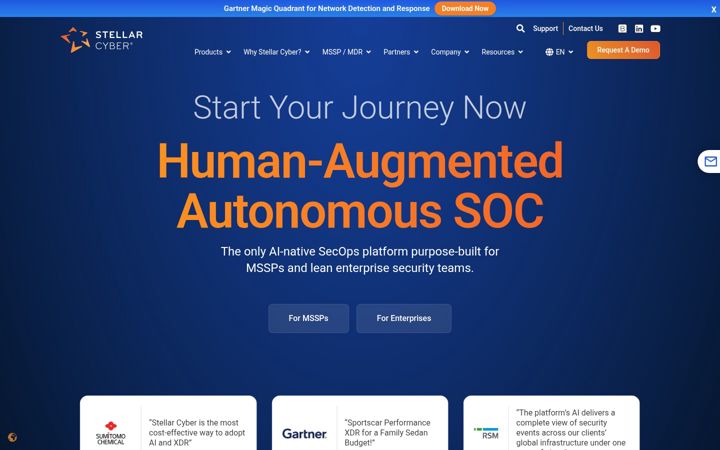 Screenshot of stellarcyber.ai