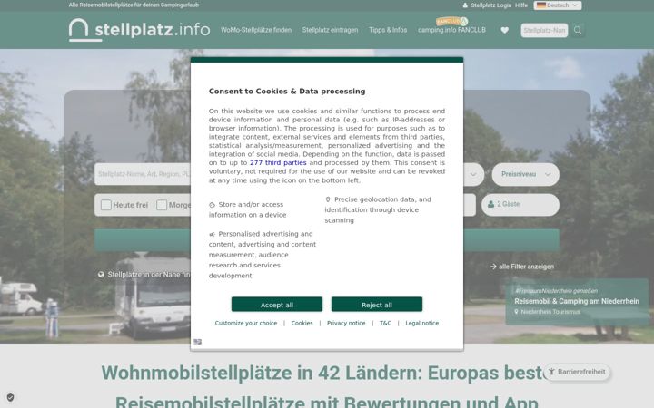 Screenshot of stellplatz.info