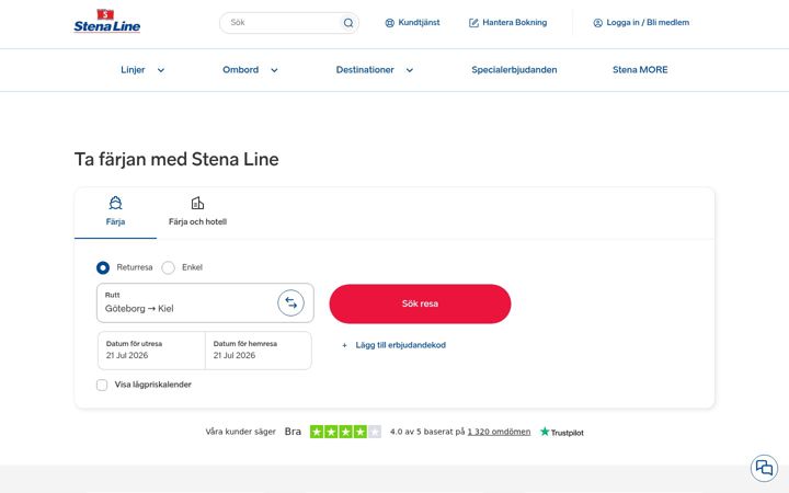 Snímek obrazovky stenaline.se