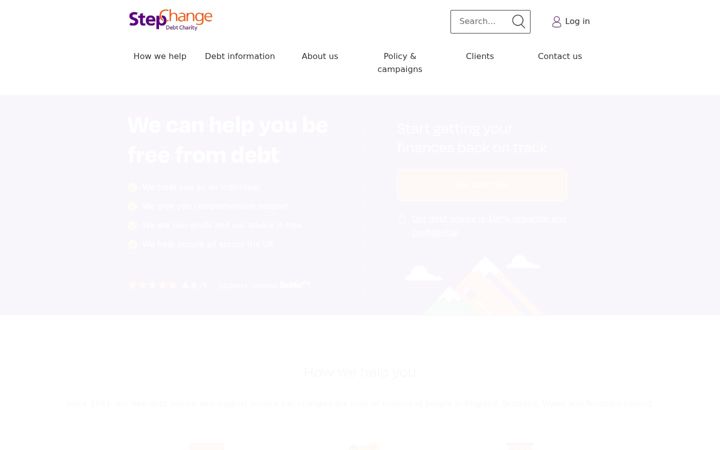 Screenshot of stepchange.org