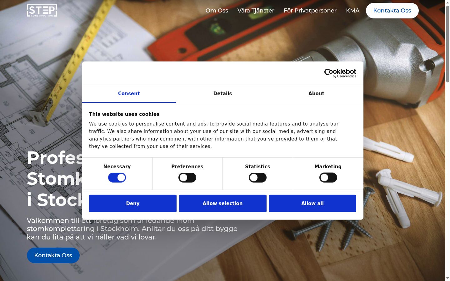 Screenshot of the consent banner shown before any interaction