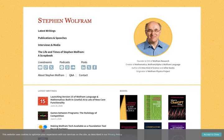 Screenshot of stephenwolfram.com