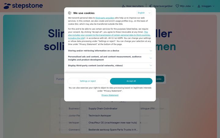 Screenshot of stepstone.be