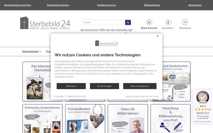 Screenshot of sterbebild24.de