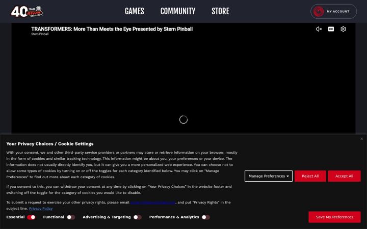 Screenshot of sternpinball.com