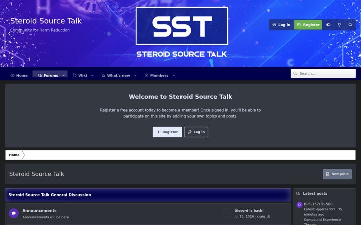 Screenshot of steroidsourcetalk.cc