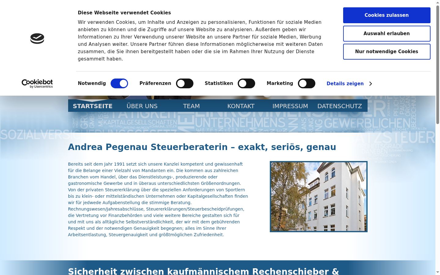 Screenshot des Einwilligungsbanners vor jeglicher Interaktion