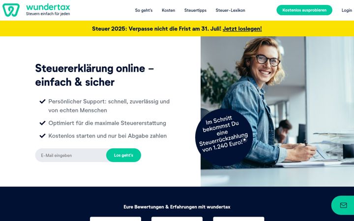 Snímek obrazovky steuererklaerung.de