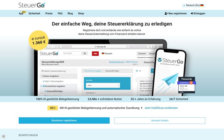 Screenshot of steuergo.de