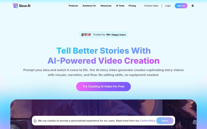 Screenshot of steve.ai
