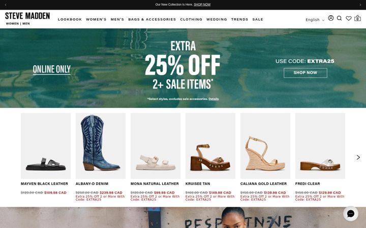 Screenshot of stevemadden.ca