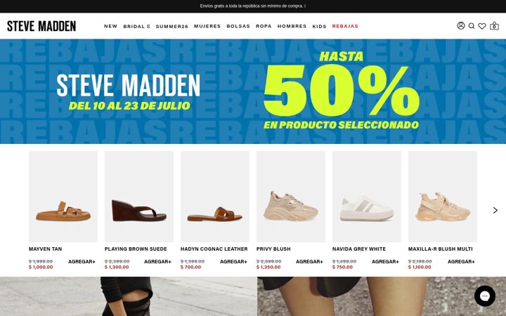 Screenshot of stevemadden.com.mx