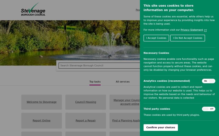 Screenshot of stevenage.gov.uk