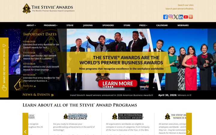 Screenshot of stevieawards.com