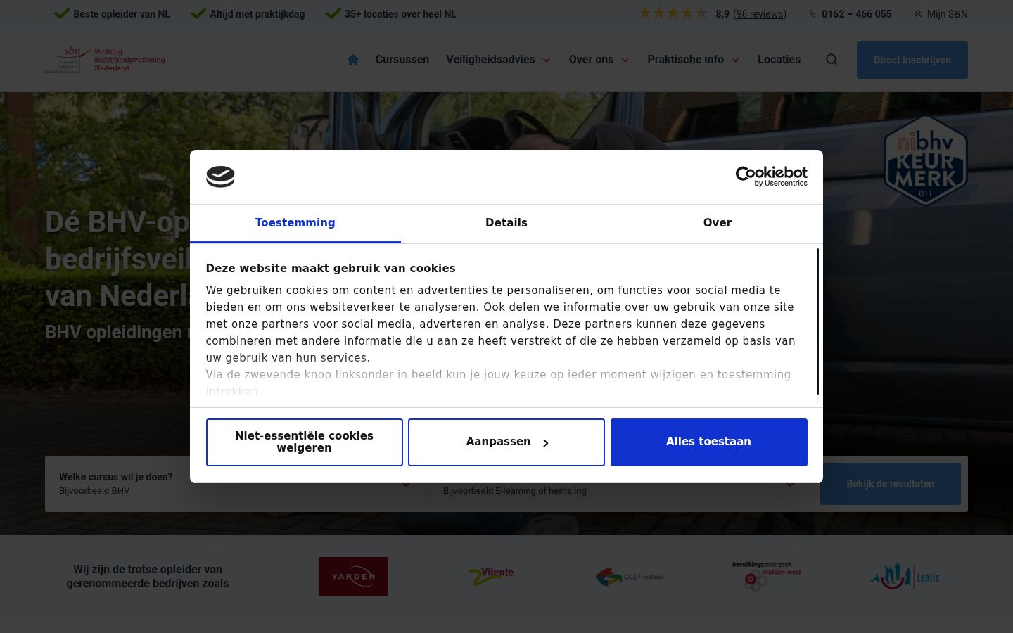 Skjermbilde av samtykkebanneret slik det vises før noen interaksjon