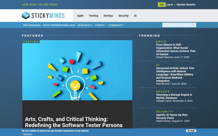Screenshot of stickyminds.com