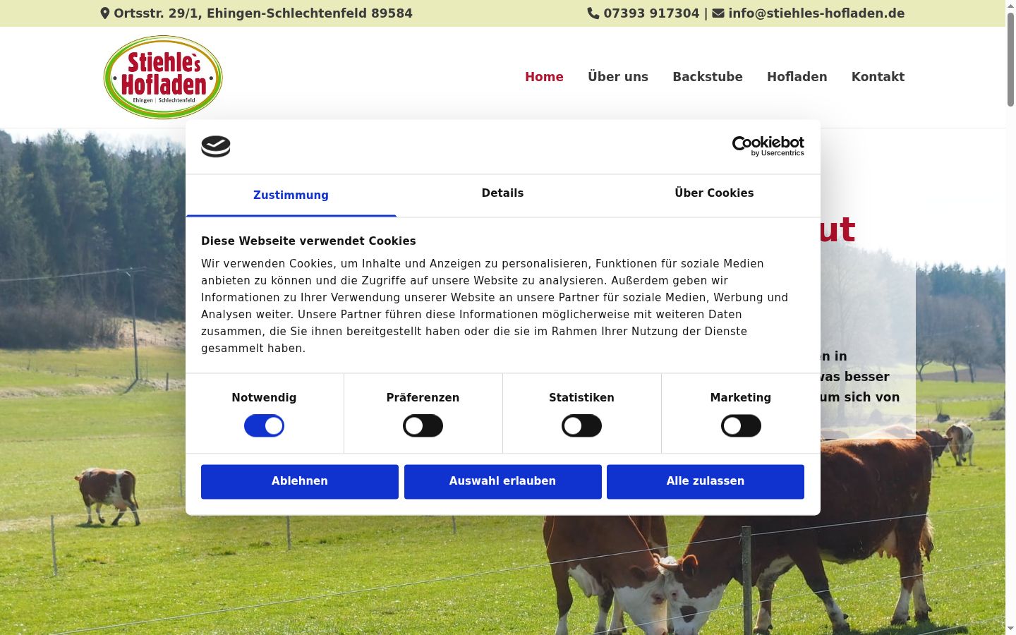 Snímek obrazovky baneru souhlasu zobrazeného před jakoukoli interakcí