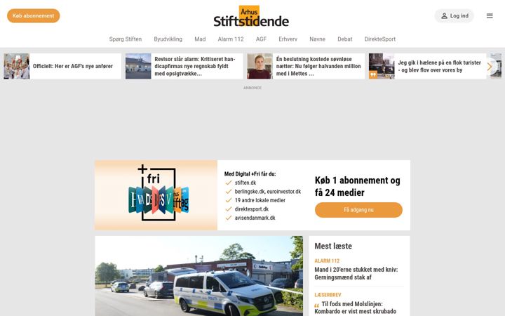Screenshot of stiften.dk