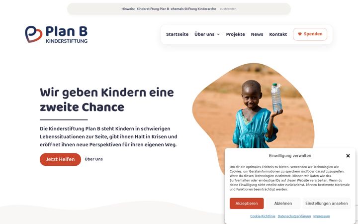 Skjermbilde av stiftung-kinderarche.de