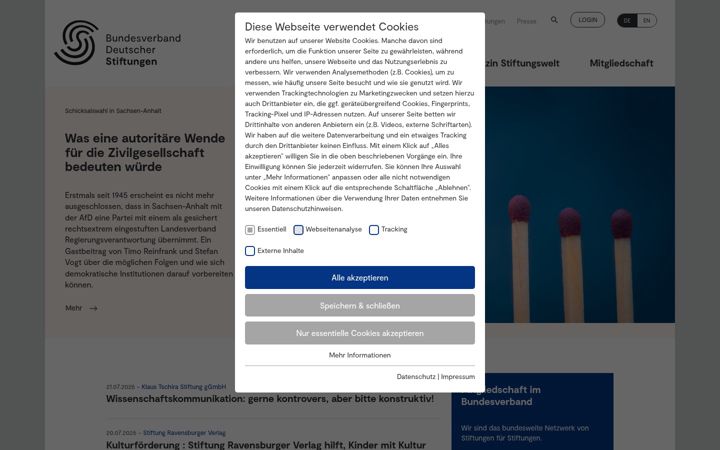 Screenshot ta' stiftungen.org