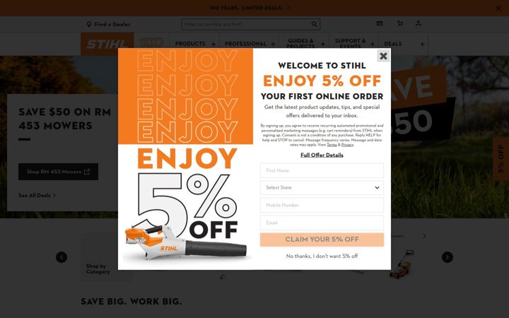 Screenshot of stihlusa.com