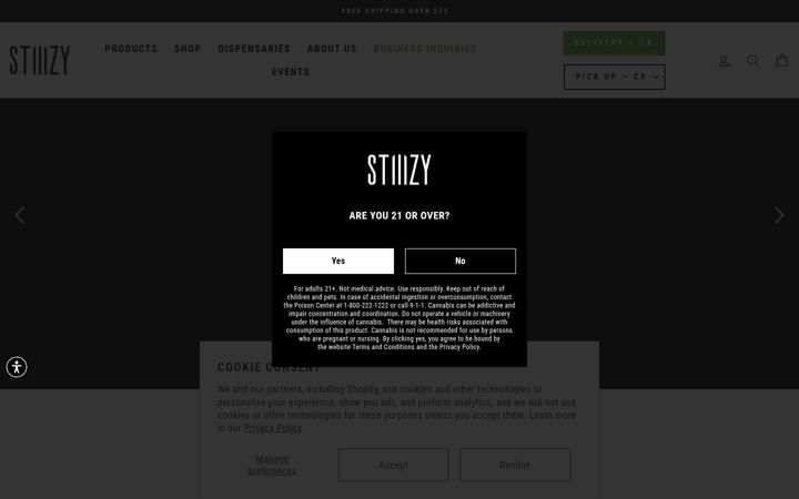 Screenshot of stiiizy.com