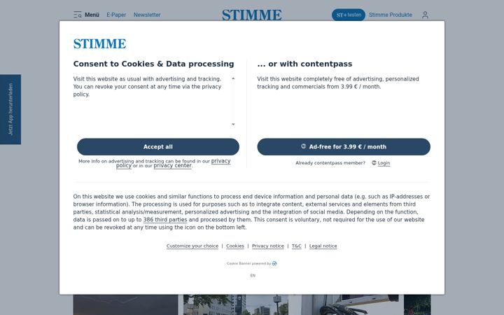 Snimka zaslona za stimme.de