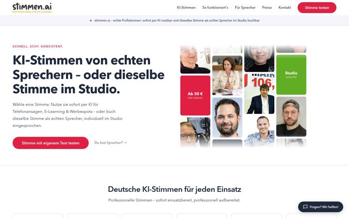 Screenshot stránky stimmen.ai