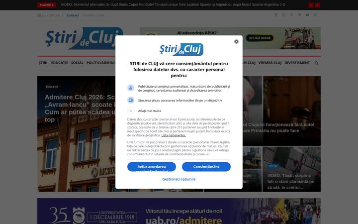 Screenshot of stiridecluj.ro